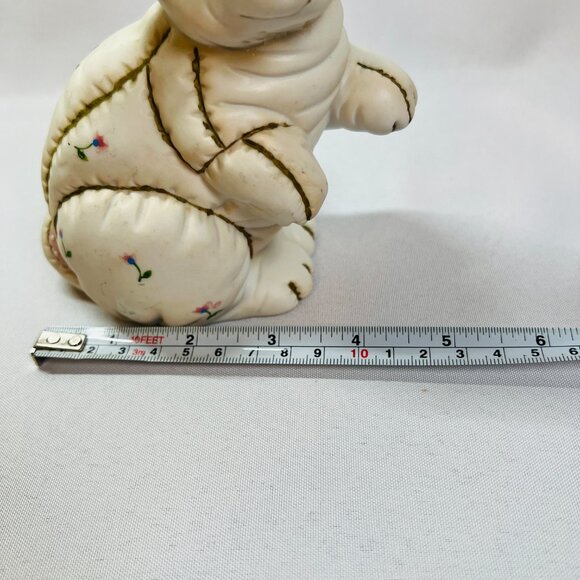Lefton 1987 Quilted Sitting Rabbit Porcelain Figurine Vintage Bunny 6 ¼” - Picture 9 of 9